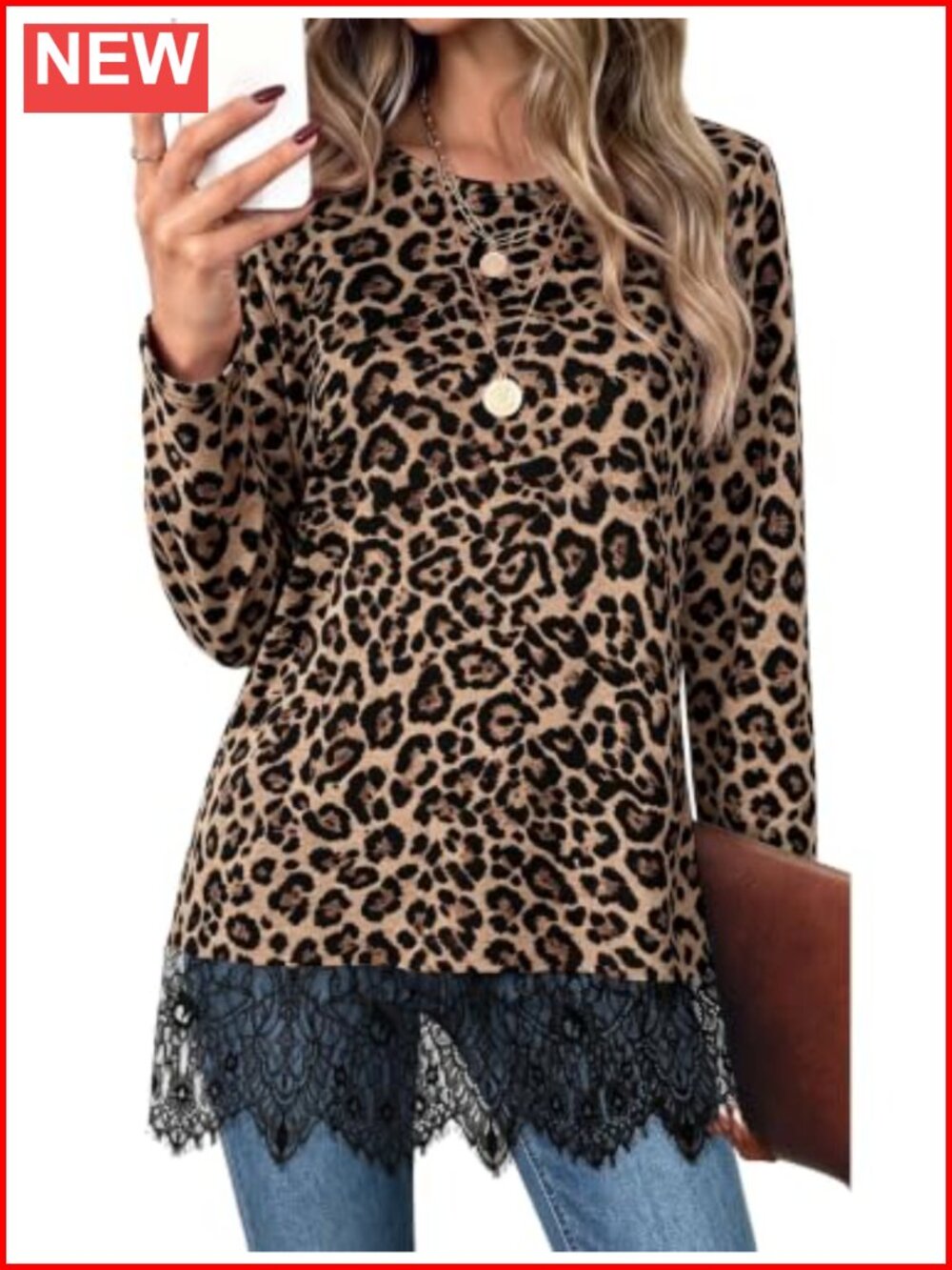 Long Sleeve Lace Tunic Top Women Flowy Crew Neck Fall Shirt